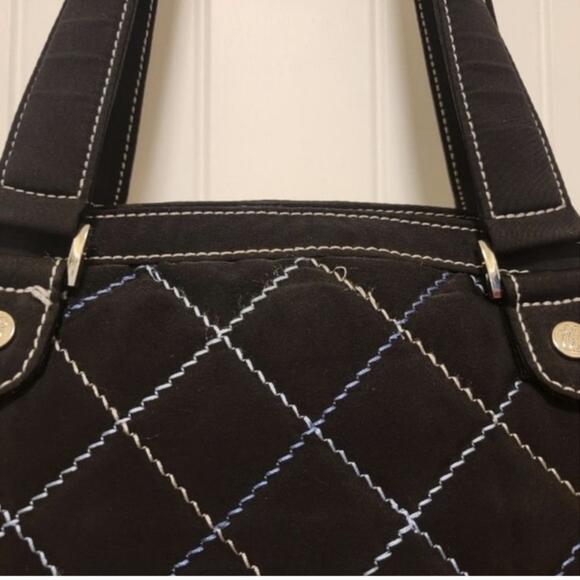 Vera Bradley Black Quilted Tote Bag with Geometric Stitching - Picture 3 of 10